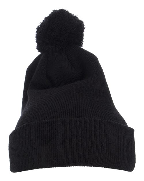 Pom-Pom Cuffed Knit Beanie