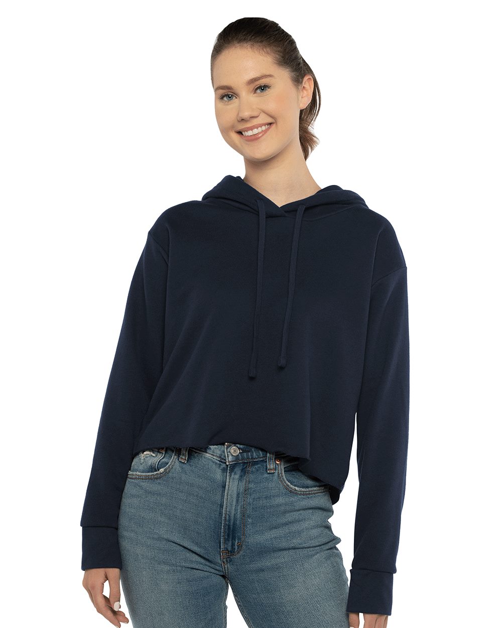 Women's Laguna Sueded Raw Edge Crop Hoodie Sweatshirt