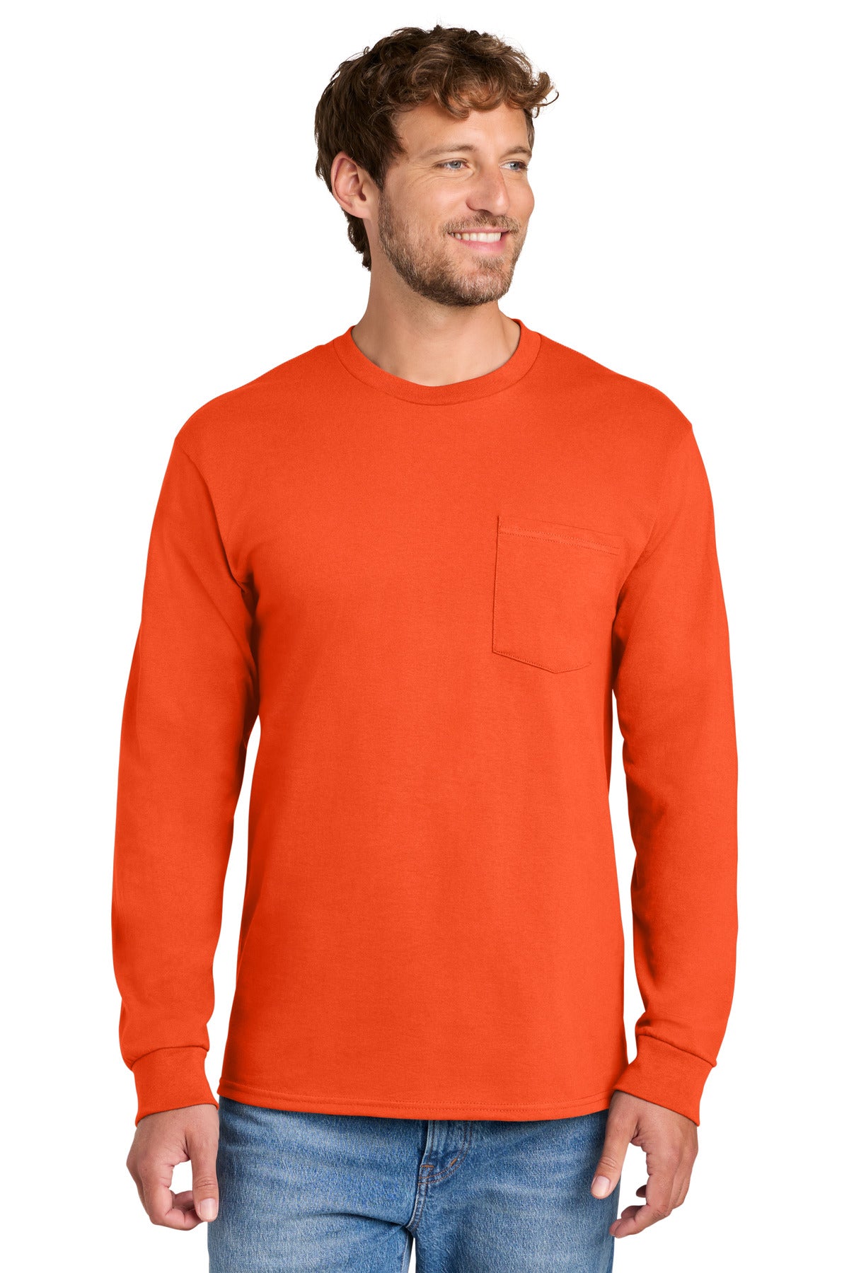 Port & Co ®  Tall Long Sleeve Essential Pocket Tee. PC61LSPT