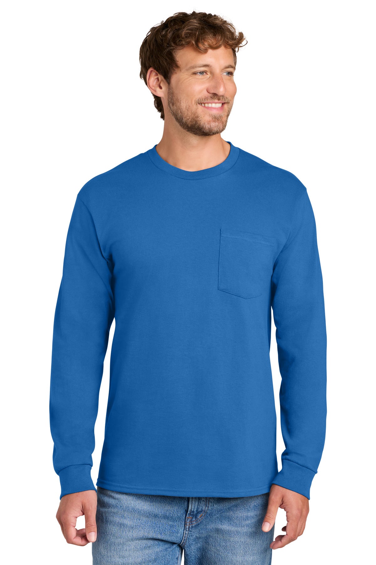 Port & Co ®  Long Sleeve Essential Pocket Tee.  PC61LSP