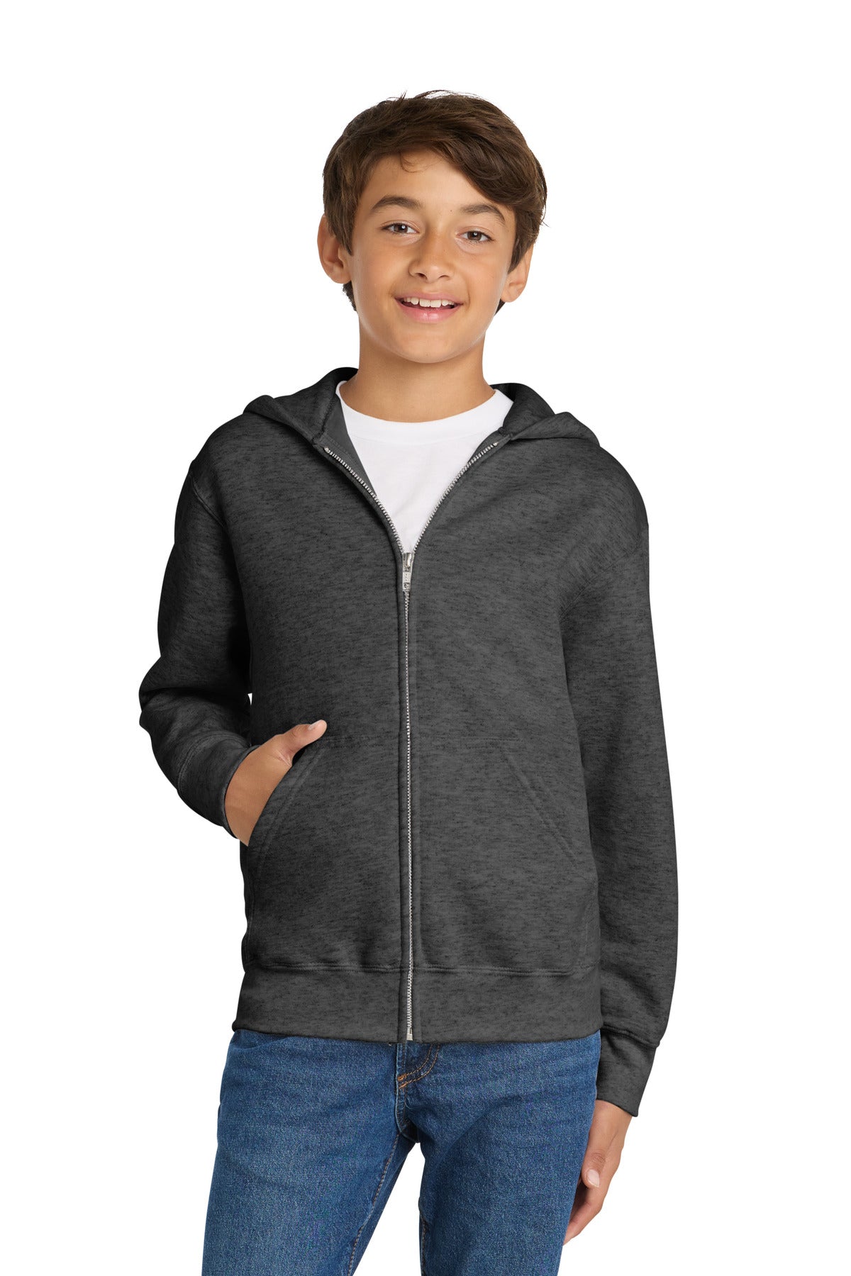 Port & Co ™  Youth Core Fleece Full-Zip Hooded Sweatshirt.  PC90YZH